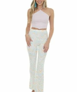 LE LIS Pale Iris Halter Neck Open Back Knit Crop Top Tops
