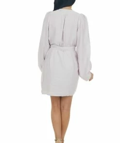 Peach Love Pale Mauve Long Sleeve Surplice Wrap Dress Dresses 24 Peach Love Pale Mauve Long Sleeve Surplice Wrap Dress Dresses