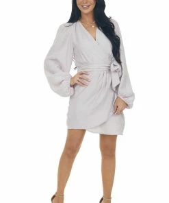 Peach Love Pale Mauve Long Sleeve Surplice Wrap Dress Dresses 22 Peach Love Pale Mauve Long Sleeve Surplice Wrap Dress Dresses