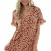 Fantastic Fawn Dresses Pale Spice Cheetah Print V Neck Shift Dress