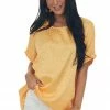 HESED Pale Tangerine Satin Leopard Print Blouse Tops