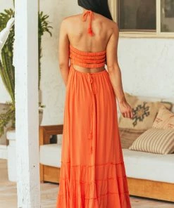 IN LOOM Dresses Papaya Smocked Strappy Back Halter Maxi Dress 12 IN LOOM Dresses Papaya Smocked Strappy Back Halter Maxi Dress