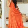 IN LOOM Dresses Papaya Smocked Strappy Back Halter Maxi Dress