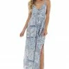 ANGIE Pastel Blue Paisley Print Maxi Dress