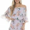 Eesome Pastel Iris Floral Off Shoulder Woven Romper Dresses 1 Eesome Pastel Iris Floral Off Shoulder Woven Romper Dresses