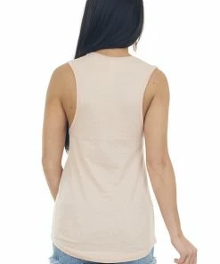 Blume+Co Peach 'California' Graphic Sleeveless Knit Top Tops