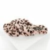 MACHI FOOTWEAR Shoes Peach Leopard Fuzzy Open Toed Slippers With Criss Cross Tops