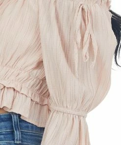 HYFVE Tops Peach Peasant Sleeve Ruffle Crop Top 13 HYFVE Tops Peach Peasant Sleeve Ruffle Crop Top