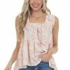 Entro Tops Peach Printed Sleeveless Tiered Woven Top