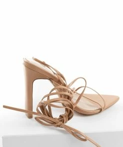 Kay Kay Fashion Shoes Peach Strappy Open Pointed Toe High Heels