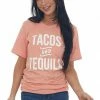 Blume+Co Peach 'Tacos And Tequila' Graphic Tee Shirt