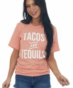 Blume+Co Peach'Tacos And Tequila' Graphic Tee Shirt