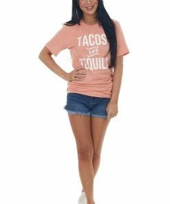 Blume+Co Peach 'Tacos And Tequila' Graphic Tee Shirt