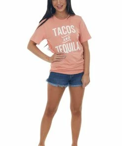 Blume+Co Peach 'Tacos And Tequila' Graphic Tee Shirt