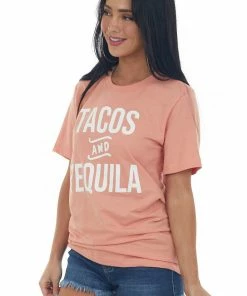Blume+Co Peach 'Tacos And Tequila' Graphic Tee Shirt
