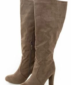 Legend Footwear Peanut Faux Suede Tall Calf High Heeled Boots Shoes