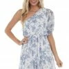 Gilli Pearl Floral Print One Shoulder Short Dress Dresses