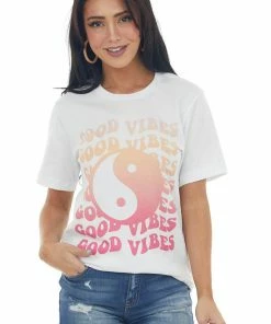 Wknder Tops Pearl 'Good Vibes' Yin And Yang Graphic Tee