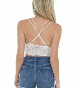 Style Melody Accessories Pearl White Criss Cross Back Lace Bralette