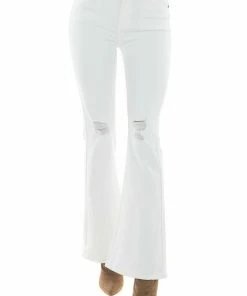 KanCan Pearl White High Rise Bootcut Distressed Jeans Bottoms