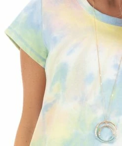 La Vida Periwinkle And Banana Tie Dye Dress With Short Sleeves