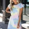 La Vida Periwinkle And Banana Tie Dye Dress With Short Sleeves