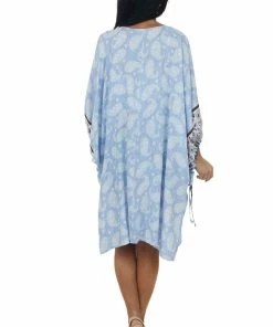 Entro Periwinkle Floral Paisley 1/2 Sleeve Kimono Tops