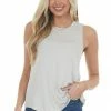 HYFVE Pewter Grey Lightweight Soft Knit Tank Top Tops