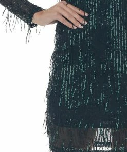 Sweet Lemon Pine Green Sequin Embellished Bodycon Dress