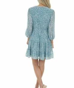 Jodifl Pine Leopard Surplice Tiered Short Dress