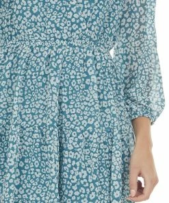 Jodifl Pine Leopard Surplice Tiered Short Dress