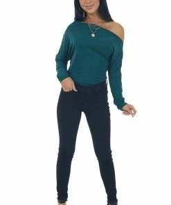 Peach Love Tops Pine Off Shoulder Long Sleeve Ribbed Bodysuit 24 Peach Love Tops Pine Off Shoulder Long Sleeve Ribbed Bodysuit