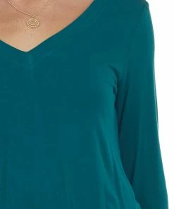 ZENANA Tops Pine Rounded Hem V Neck Soft Knit Top 22 ZENANA Tops Pine Rounded Hem V Neck Soft Knit Top