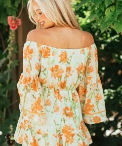Flying Tomato Dresses Sage Floral Print Off The Shoulder Romper