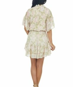 Entro Pistachio Floral Print Ruffle Woven Mini Dress Dresses 21 Entro Pistachio Floral Print Ruffle Woven Mini Dress Dresses