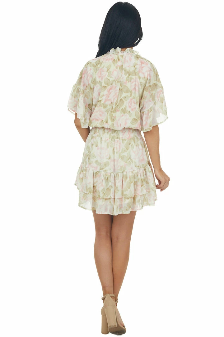 Entro Pistachio Floral Print Ruffle Woven Mini Dress Dresses 9 Entro Pistachio Floral Print Ruffle Woven Mini Dress Dresses