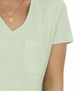HYFVE Tops Pistachio Melange Chest Pocket Short Sleeve Tee
