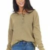 Umgee Pistachio Mineral Wash Long Sleeve Henley Top