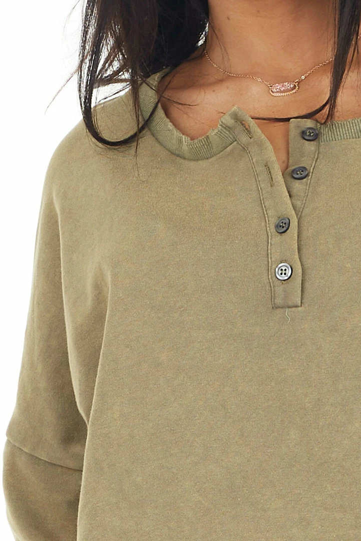 Umgee Pistachio Mineral Wash Long Sleeve Henley Top 10 Umgee Pistachio Mineral Wash Long Sleeve Henley Top