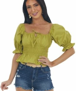 Lush Clothing Pistachio Square Neckline Peplum Top