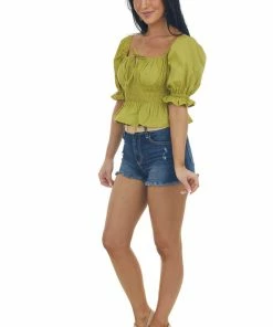 Lush Clothing Pistachio Square Neckline Peplum Top