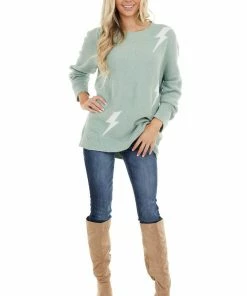 BiBi Sage Super Soft Knit Sweater With Lightning Bolt Print