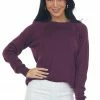 Staccato Plum Crew Neck Long Sleeve Lightweight Sweater