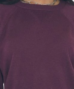 Staccato Plum Crew Neck Long Sleeve Lightweight Sweater