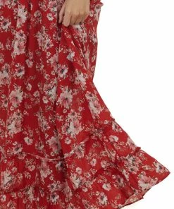 Peach Love Pomegranate Floral Printed Smocked Maxi Dress
