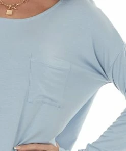 HYFVE Tops Powder Blue Drop Shoulder Chest Pocket Top 22 HYFVE Tops Powder Blue Drop Shoulder Chest Pocket Top