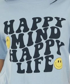 A. Blush Powder Blue 'Happy Mind Happy Life' Graphic Tee Tops