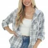 143 Story Powder Blue Plaid Button Up Hoodie Shacket 2 143 Story Powder Blue Plaid Button Up Hoodie Shacket