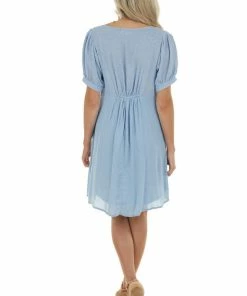 Umgee Powder Blue Swiss Dot Short Dress Dresses 24 Umgee Powder Blue Swiss Dot Short Dress Dresses