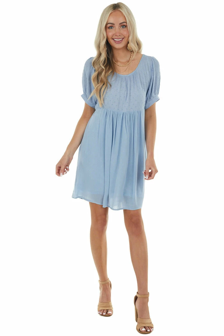 Umgee Powder Blue Swiss Dot Short Dress Dresses 6 Umgee Powder Blue Swiss Dot Short Dress Dresses